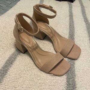 Kelly & Katie nude suede block heel with ankle strap. Never worn!